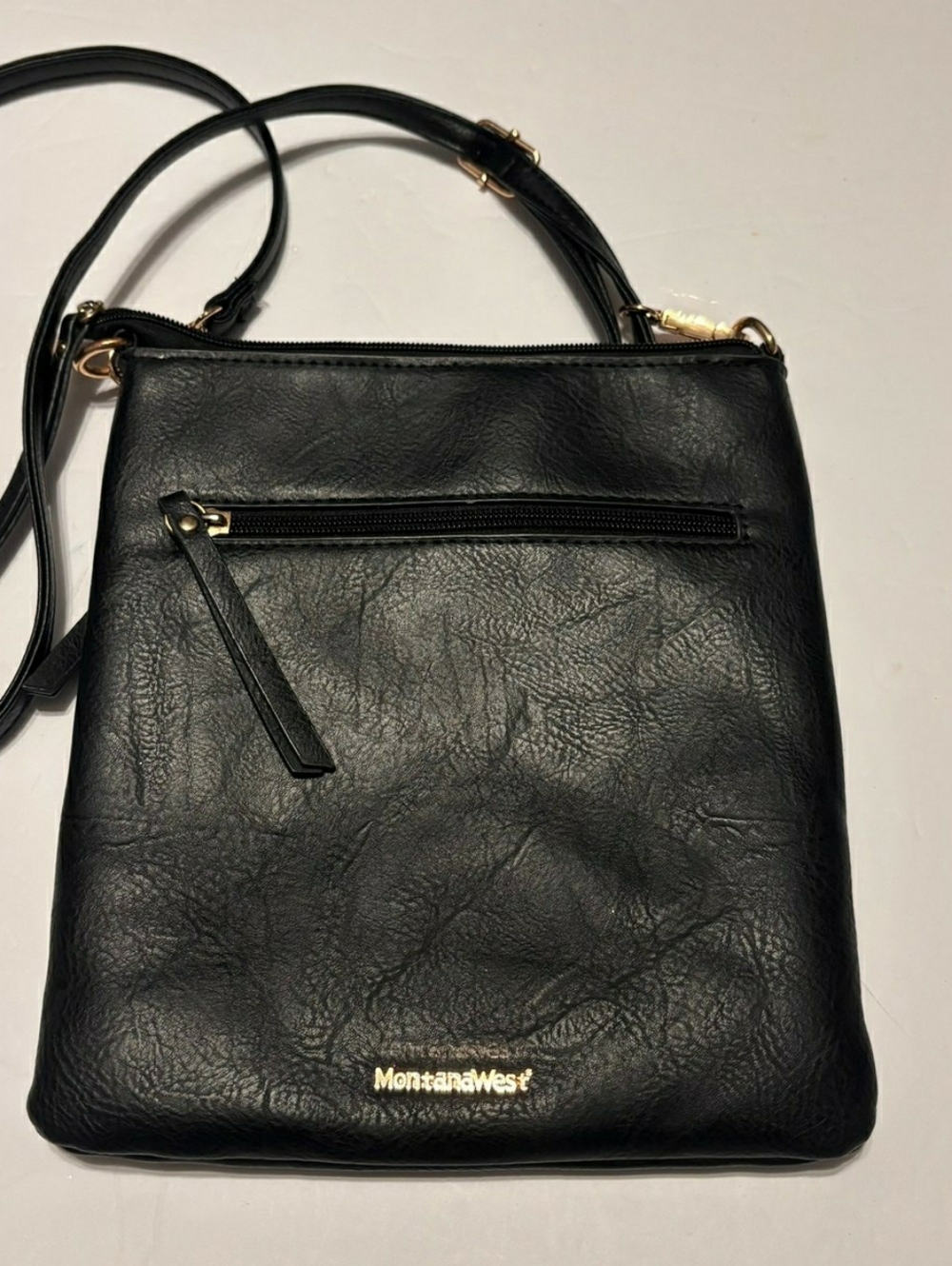 Montana West Black Crossbody Bag Faux Leather with tassle Zippers